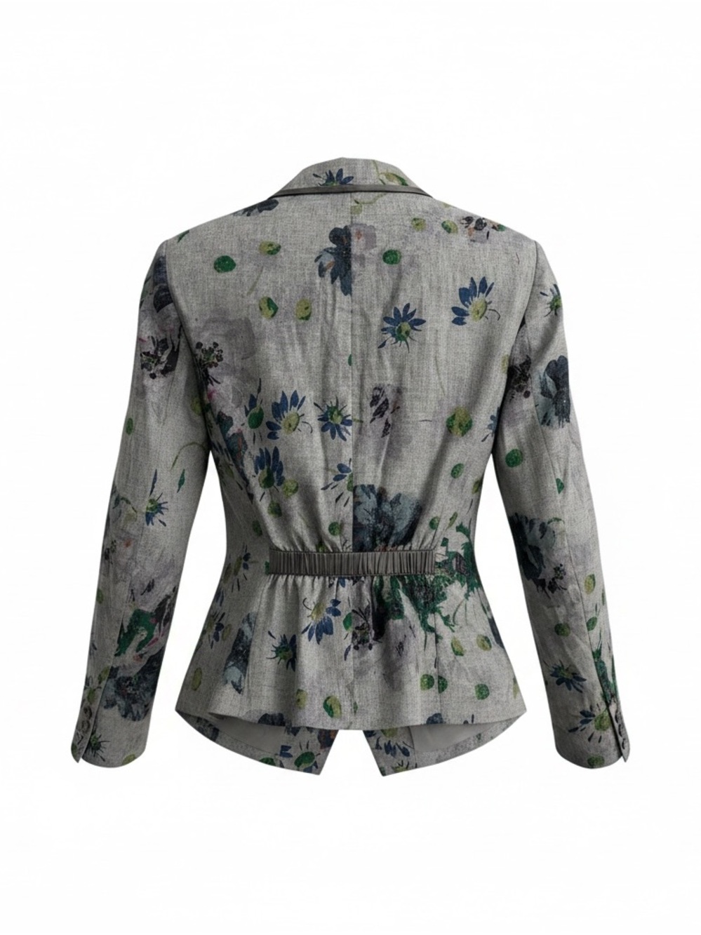 Elizabeth and James Gray Floral Single-Button Blazer with Red and grey Silk Trim - Picture 2 of 10